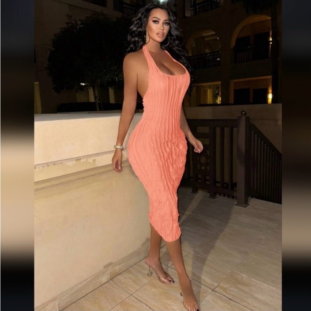 Women's Halter Neck Solid Color Bodycon Party Dress For Cocktail Party